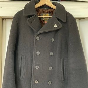 SUPREME x SCHOTT 740N Faux Fur Lined Pea Coat, BLACK, MEDIUM, W/ Checkered Lapel